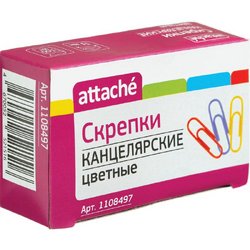 Скрепки Attache цветные металлические с полимерным покрытием 33 мм (100 штук в упаковке)